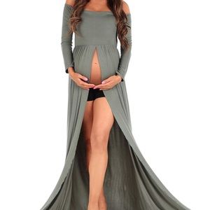 Maternity photo shoot dress olive green